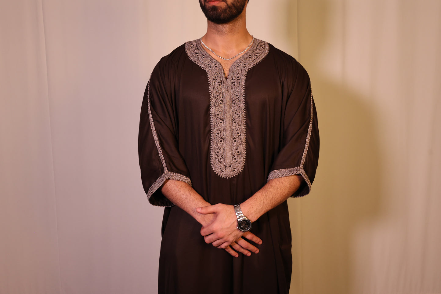 Premium Moroccan Thobe - Mocha Heritage