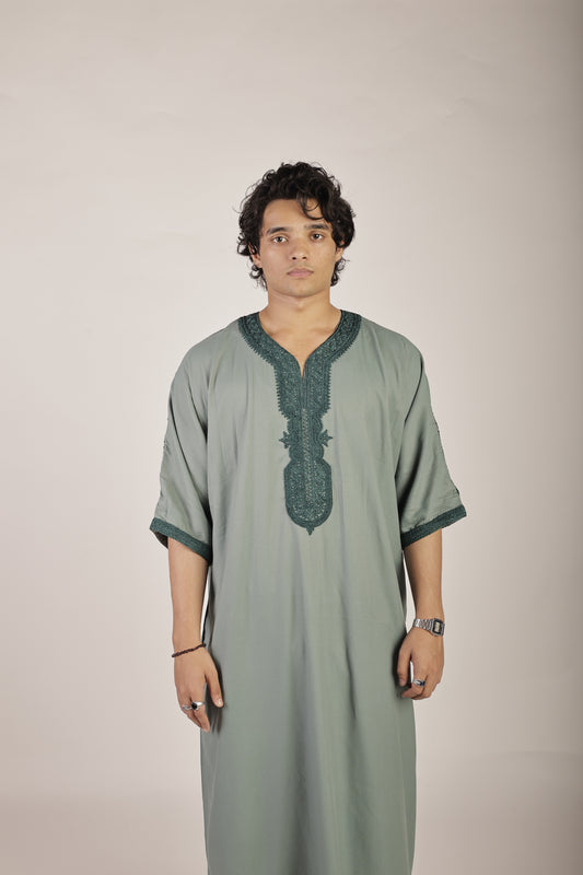 Premium Moroccan Thobe - Emerald Green