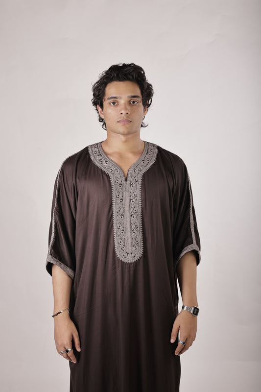 Premium Moroccan Thobe - Mocha Heritage