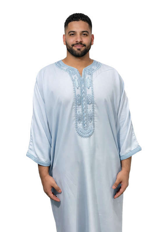 Premium Moroccan Thobe - Sky Blue