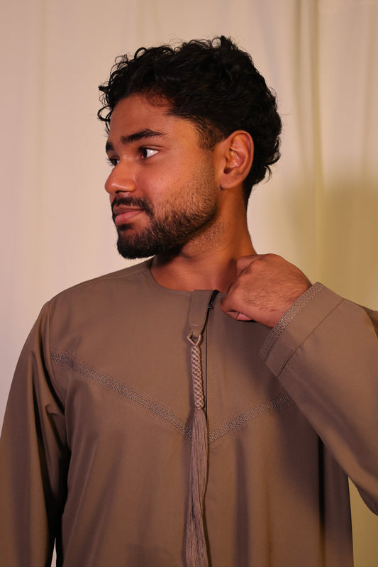 Premium Emirati Thobe - Desert Taupe