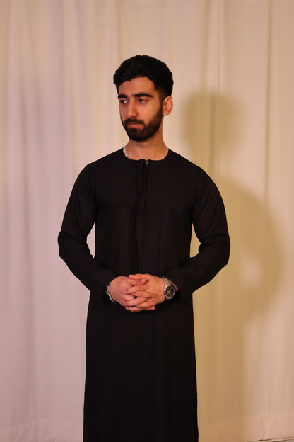 Premium Emirati Thobe - Charcoal Black