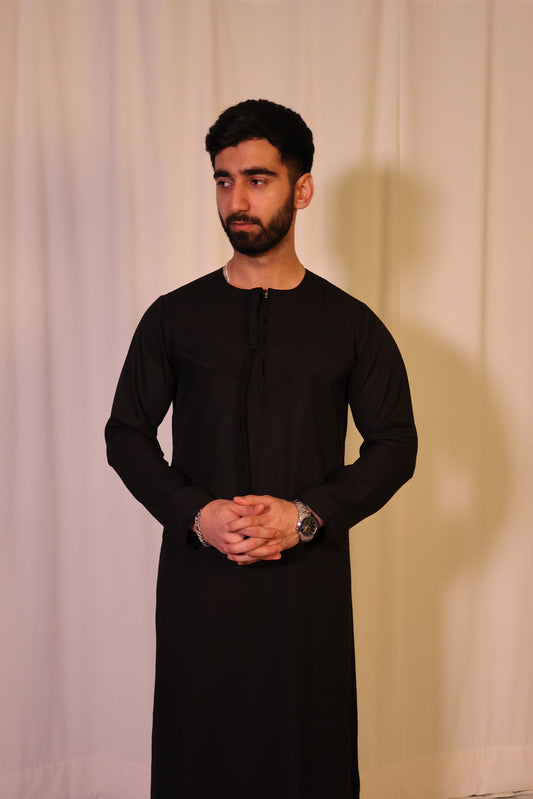 Premium Emirati Thobe - Charcoal Black