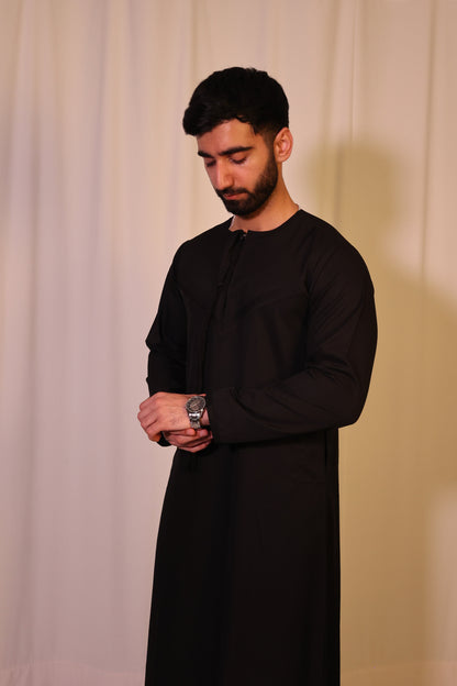 Premium Emirati Thobe - Charcoal Black