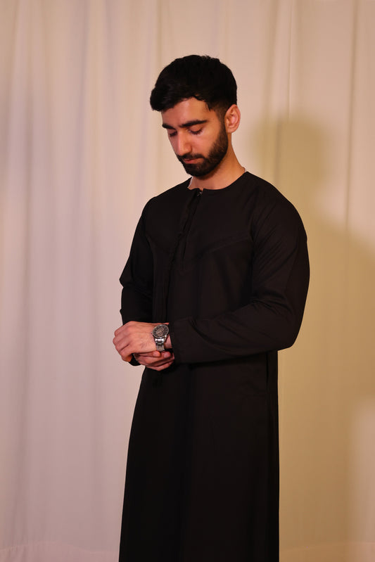 Premium Emirati Thobe - Charcoal Black