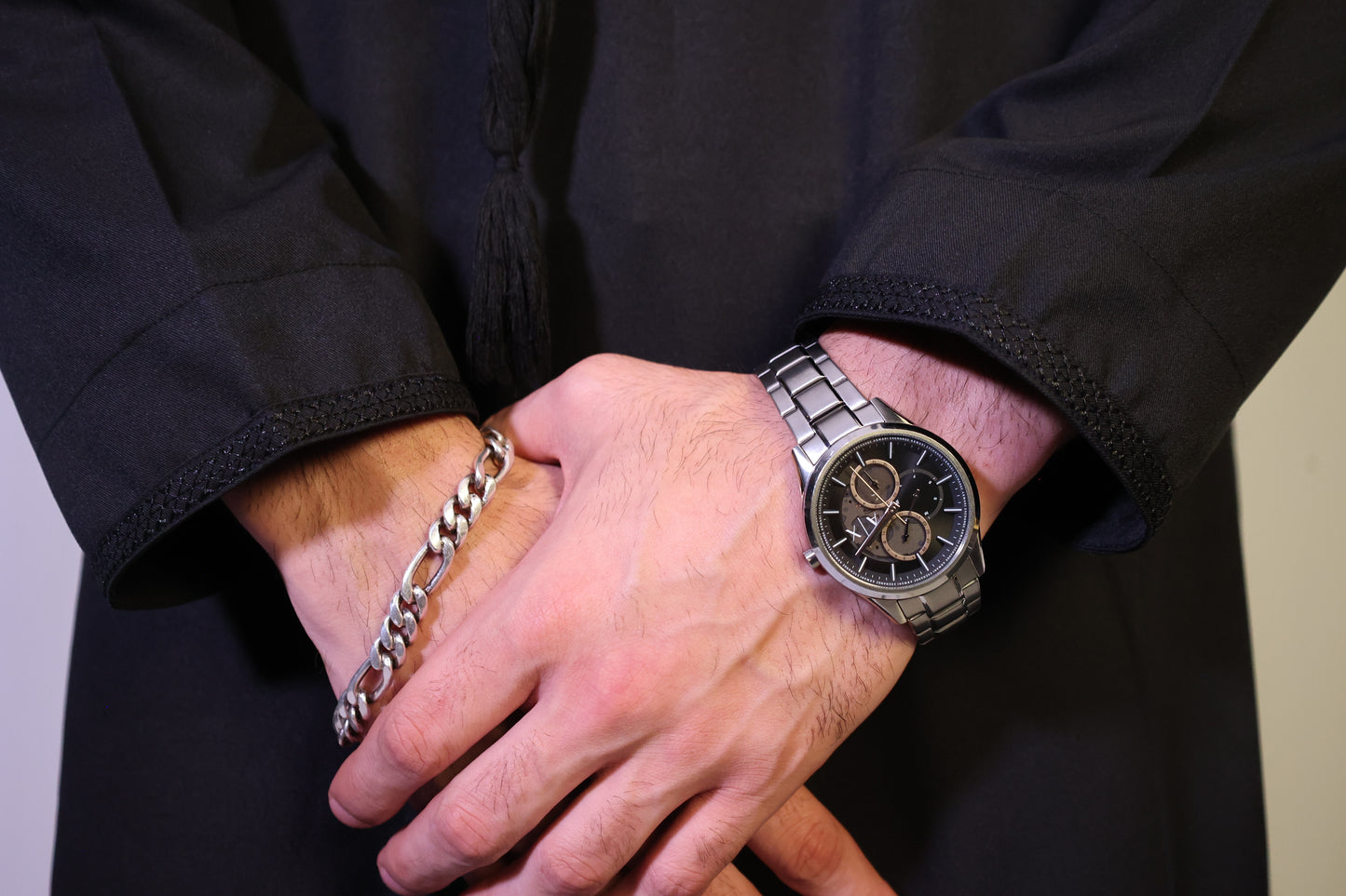 Premium Emirati Thobe - Charcoal Black