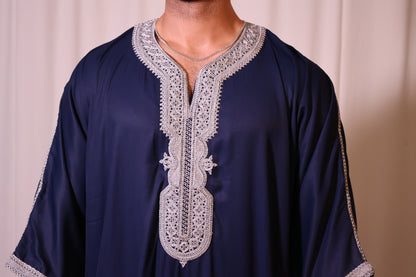 Premium Moroccan Thobe - Midnight Crest