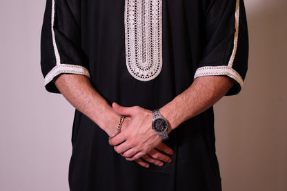 Premium Moroccan Thobe - Obsidian