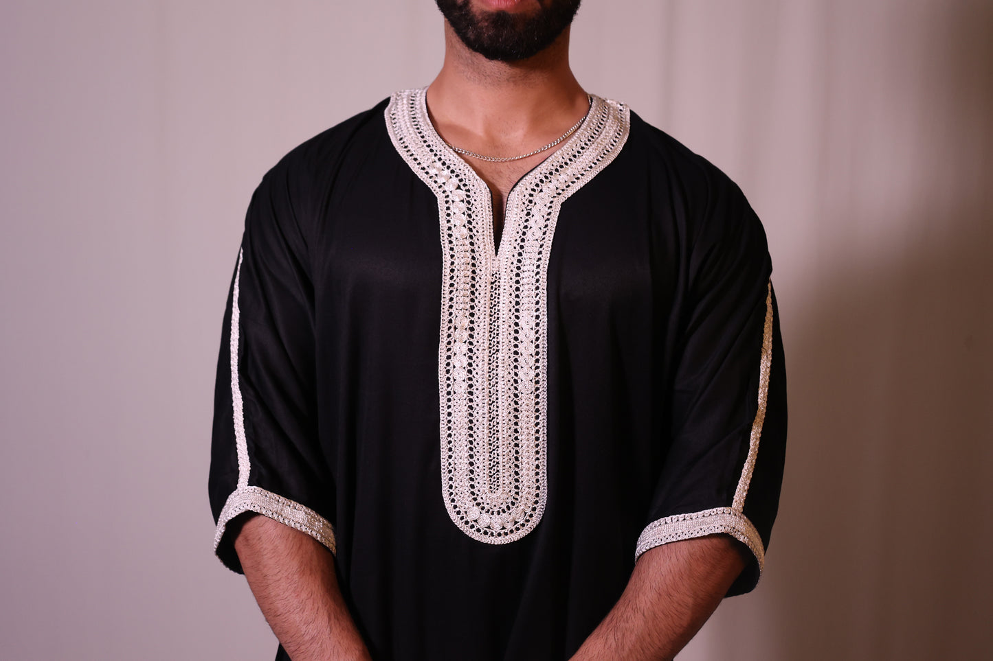 Premium Moroccan Thobe - Obsidian