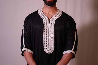 Premium Moroccan Thobe - Obsidian