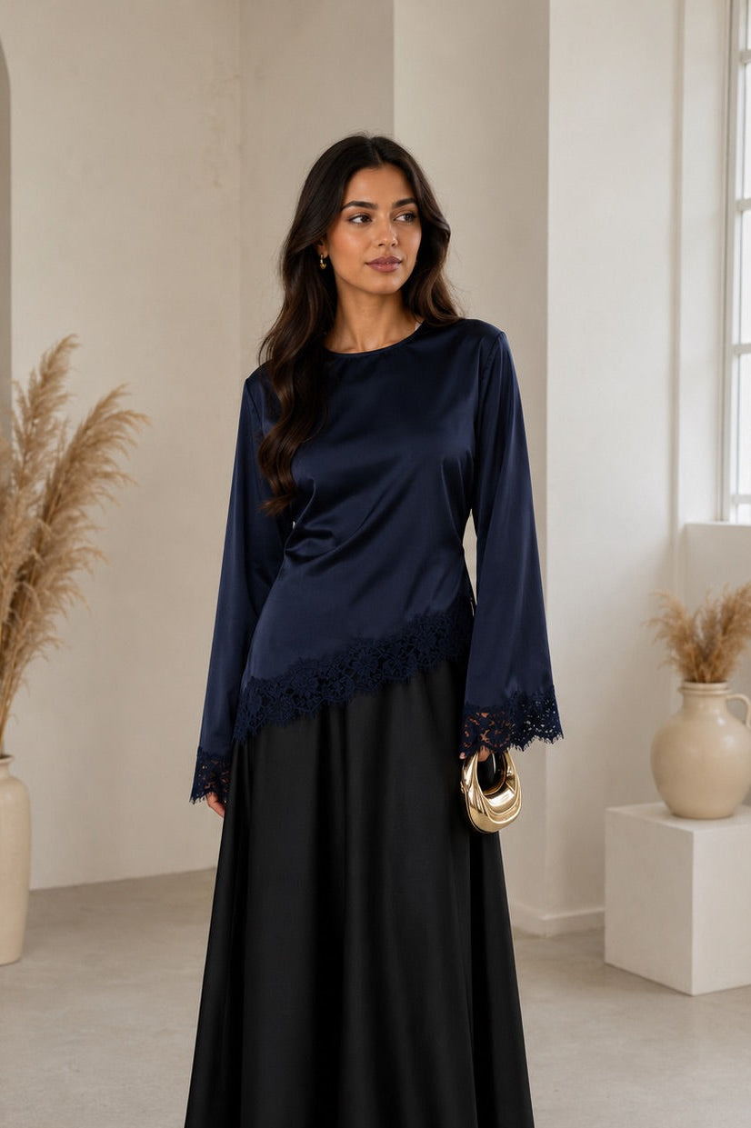 Satin Top - Deep Navy