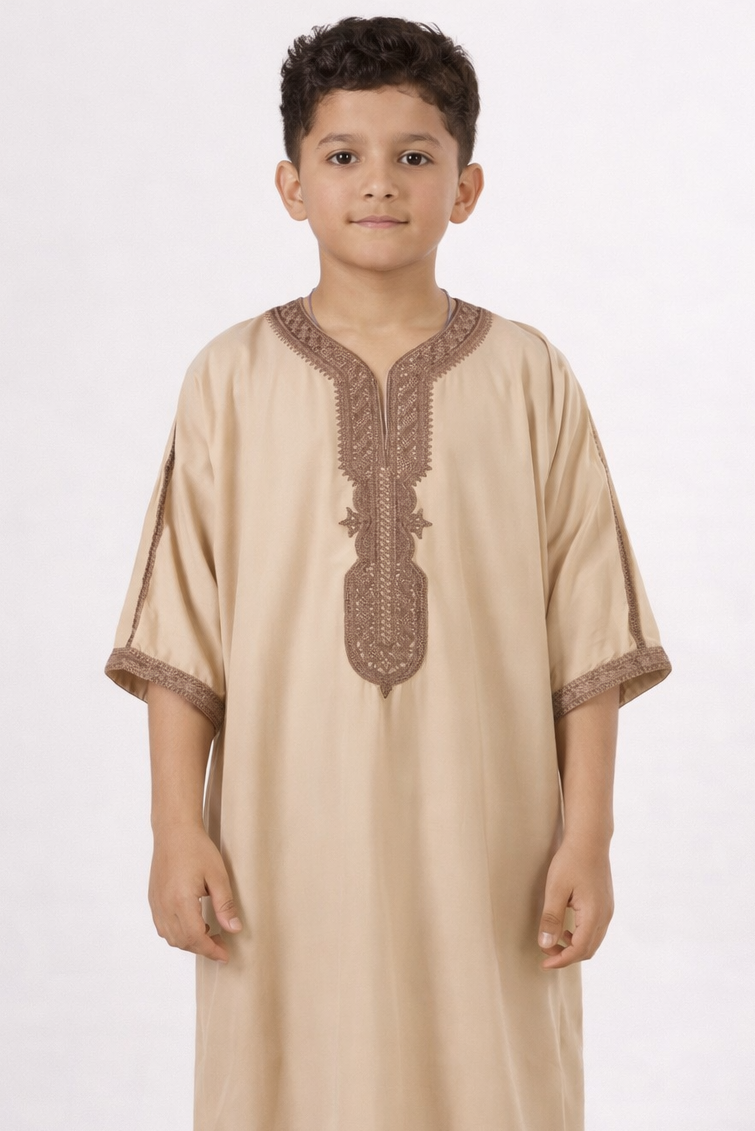 Kids Moroccan Thobe - Desert Gold