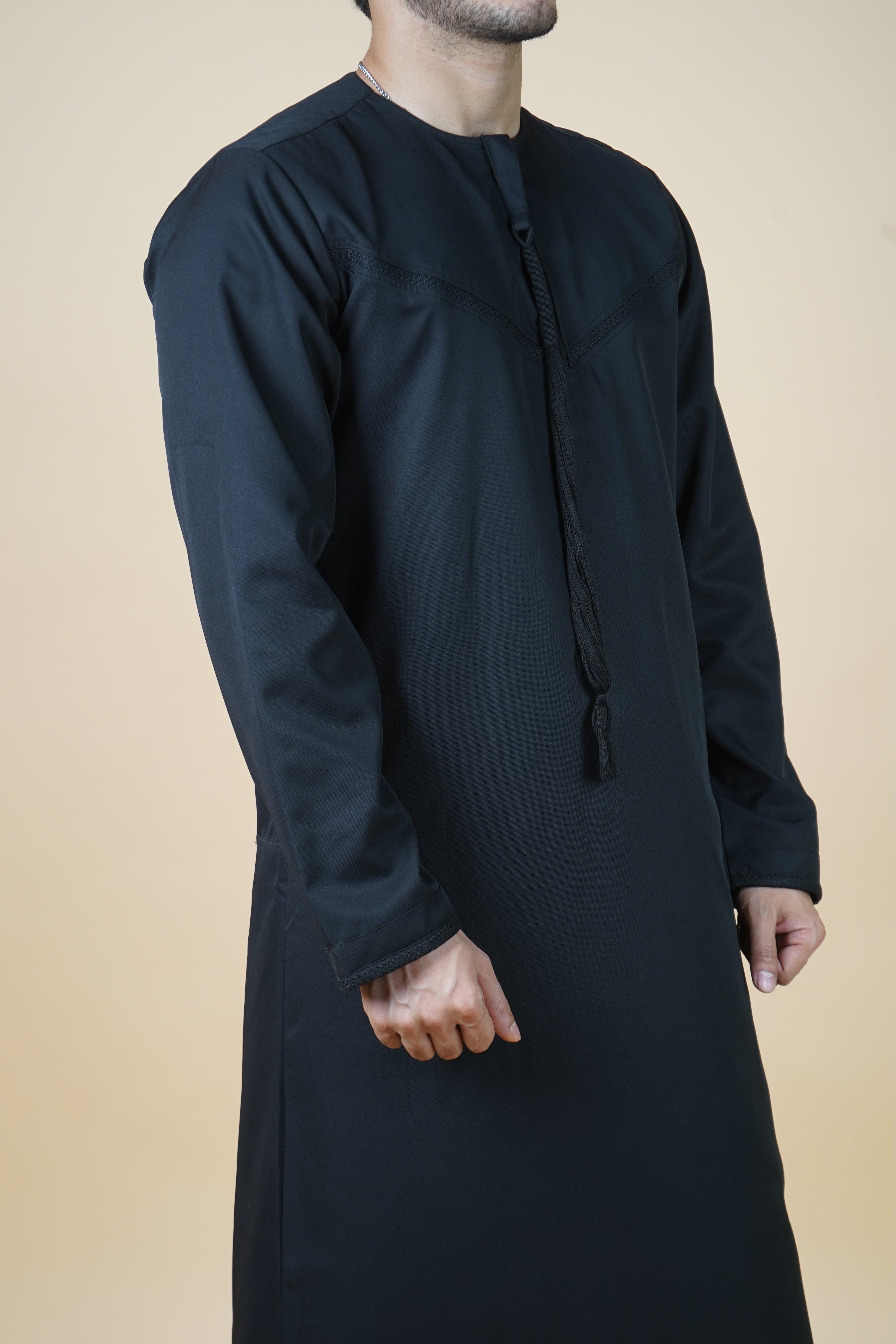 Premium Emirati Thobe - Charcoal Black