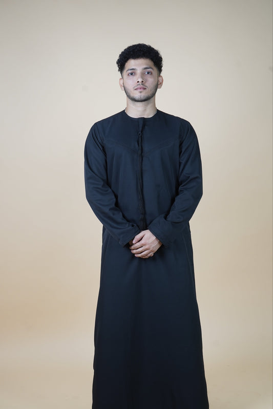 Premium Emirati Thobe - Charcoal Black