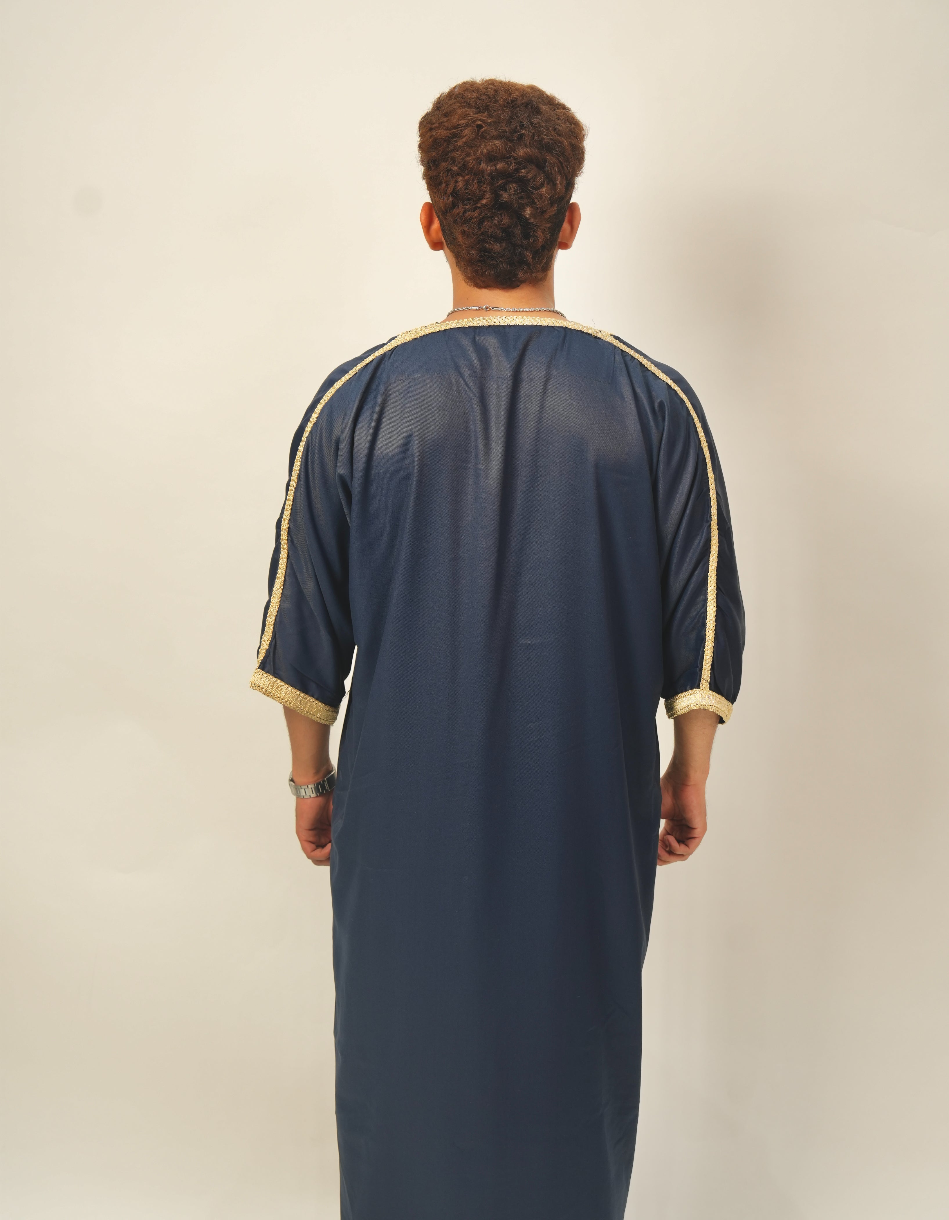 Premium Moroccan Thobe - Midnight Gold