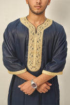 Premium Moroccan Thobe - Midnight Gold