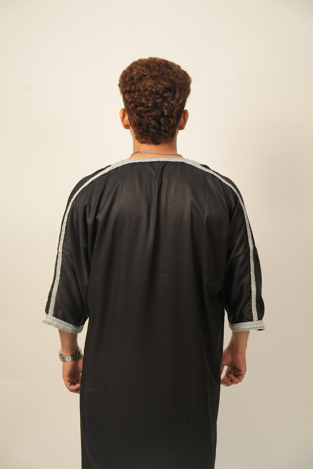 Premium Moroccan Thobe - Black & Grey