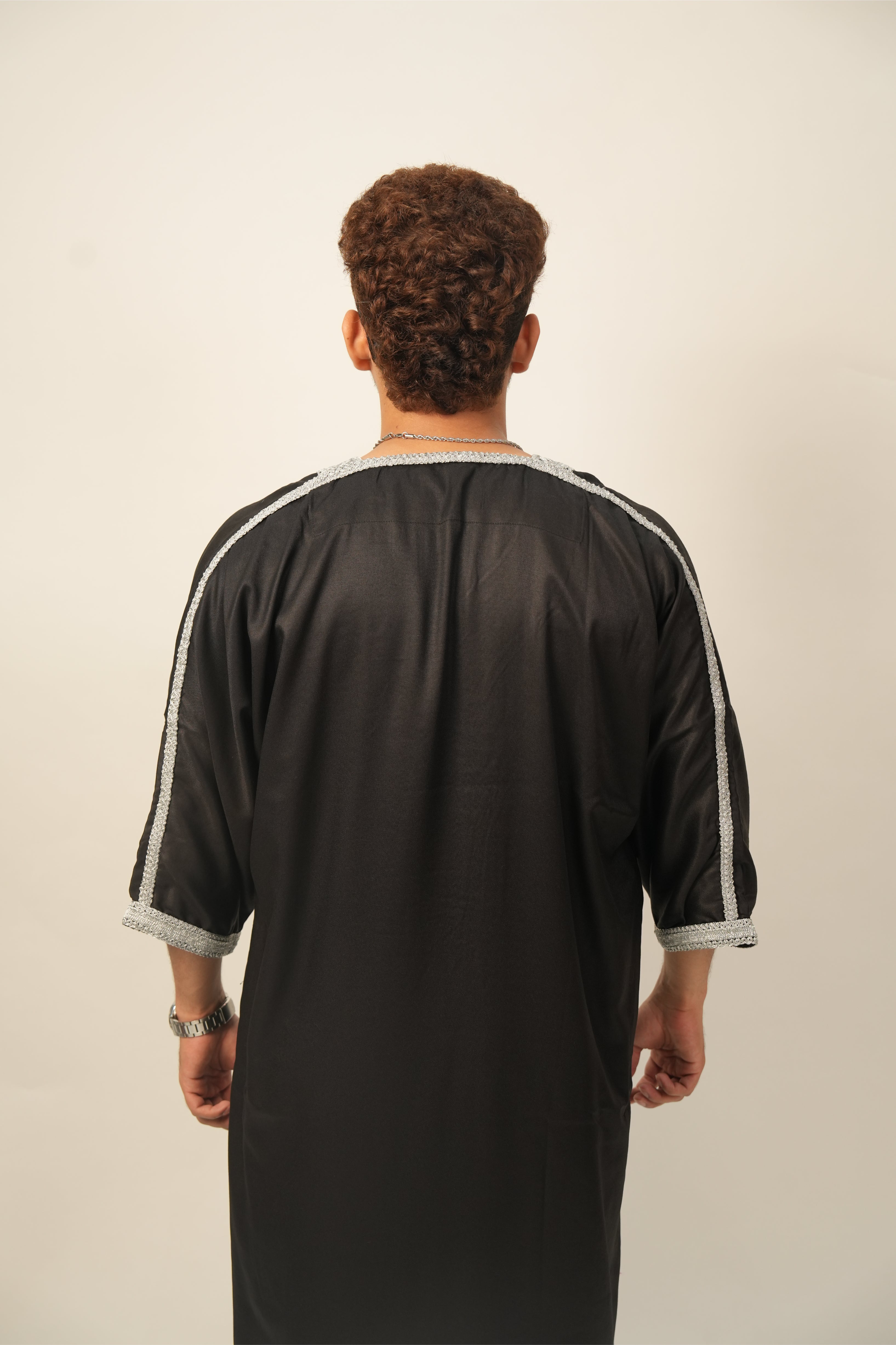 Premium Moroccan Thobe - Black & Grey