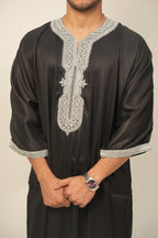 Premium Moroccan Thobe - Black & Grey
