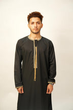 Premium Omani Thobe - Black & Gold