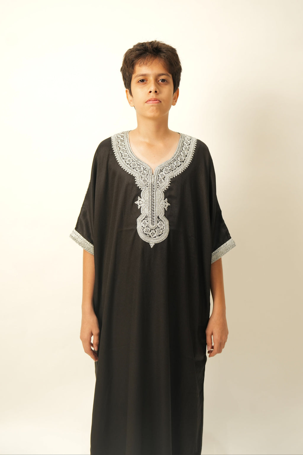Kids Moroccan Thobe - Black and Grey