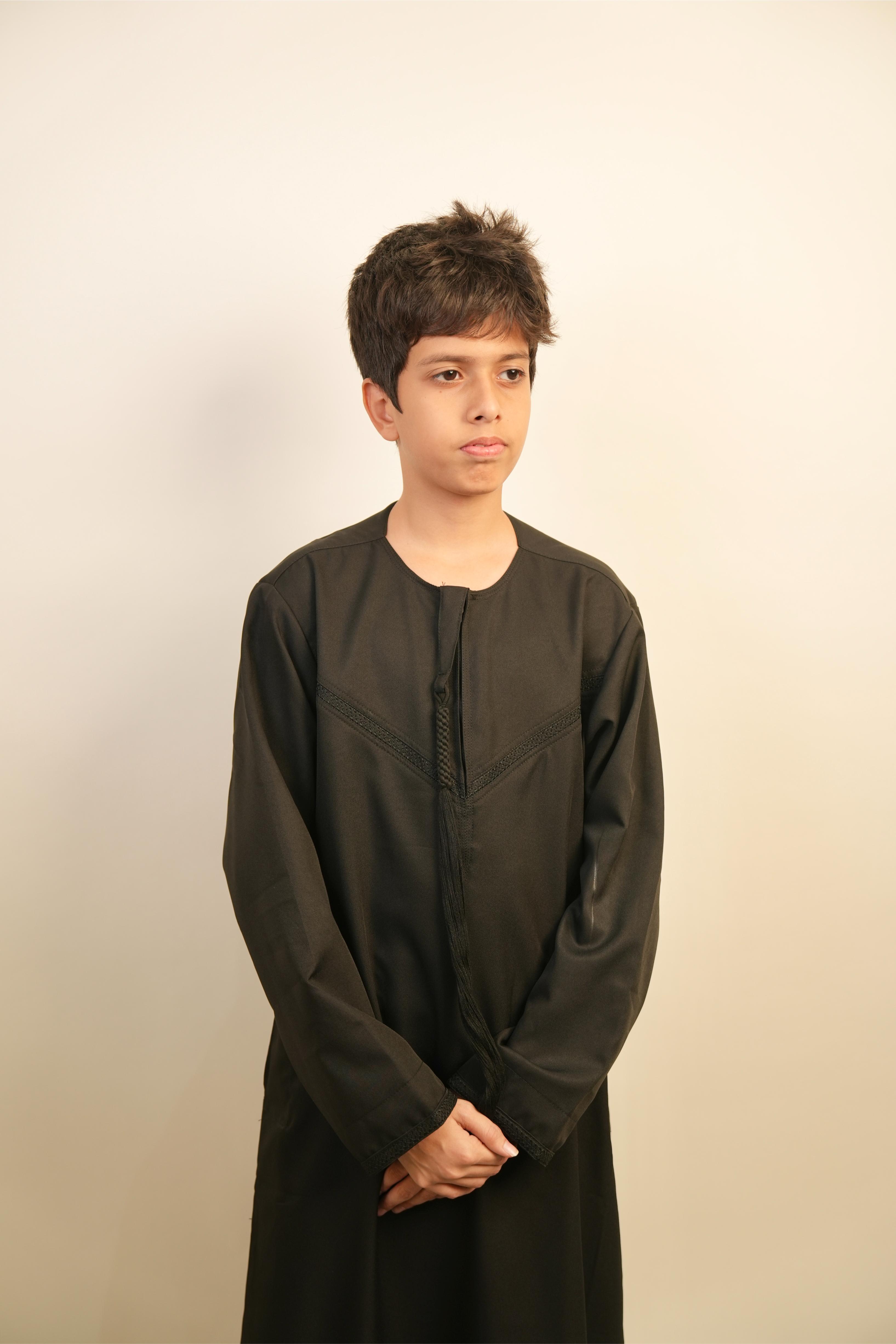 Kids Emirati Thobe - Charcoal Black