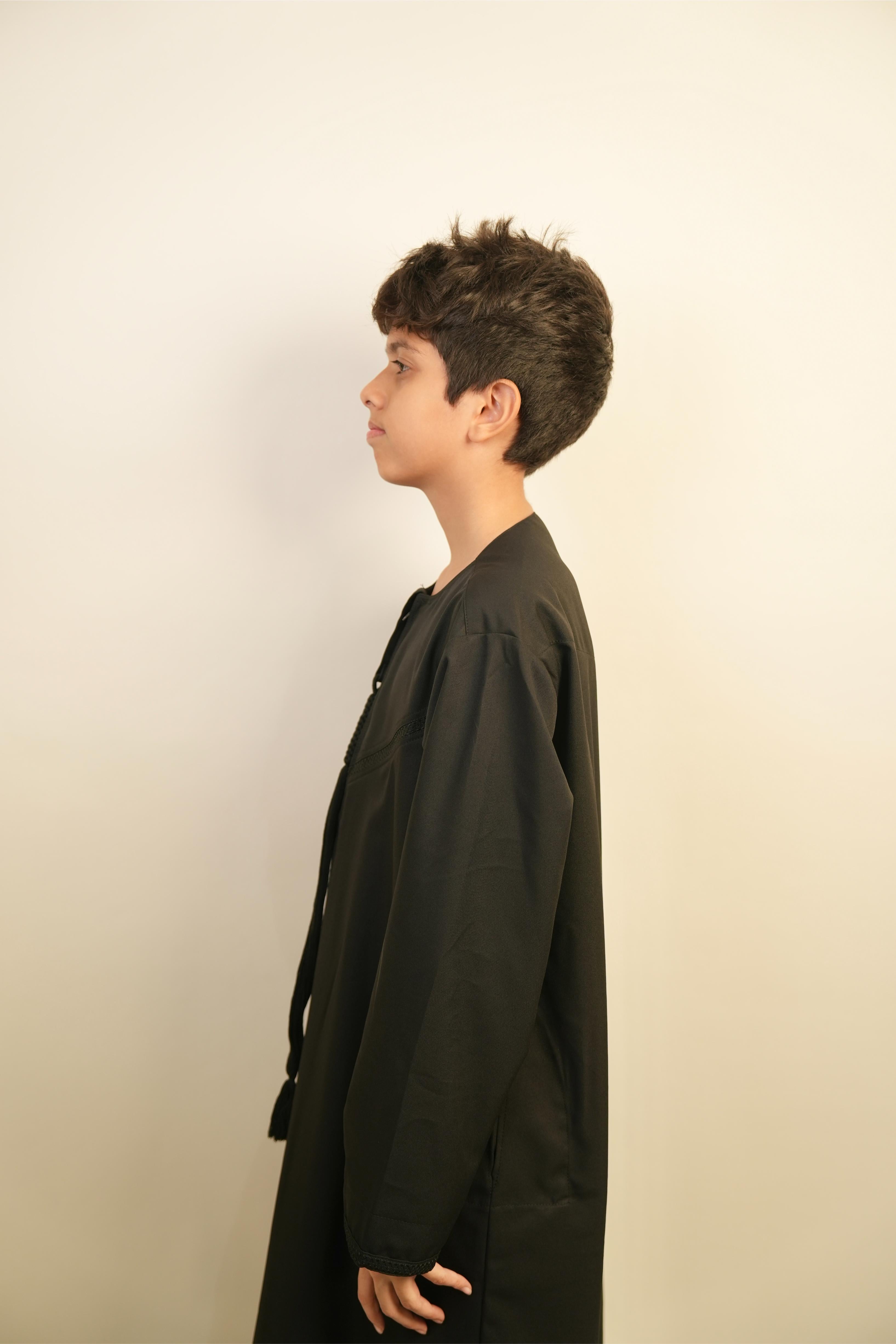 Kids Emirati Thobe - Charcoal Black