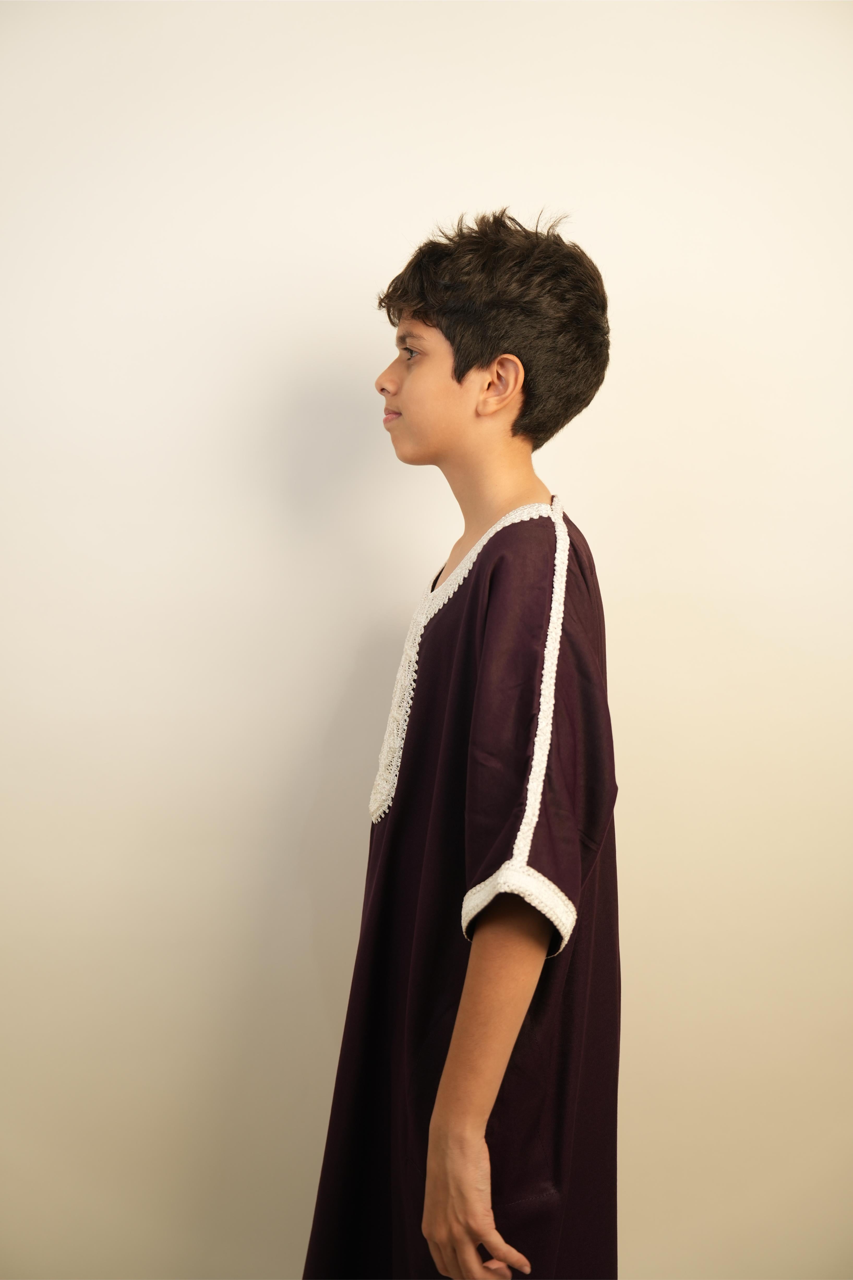 Kids Moroccan Thobe - Burgundy