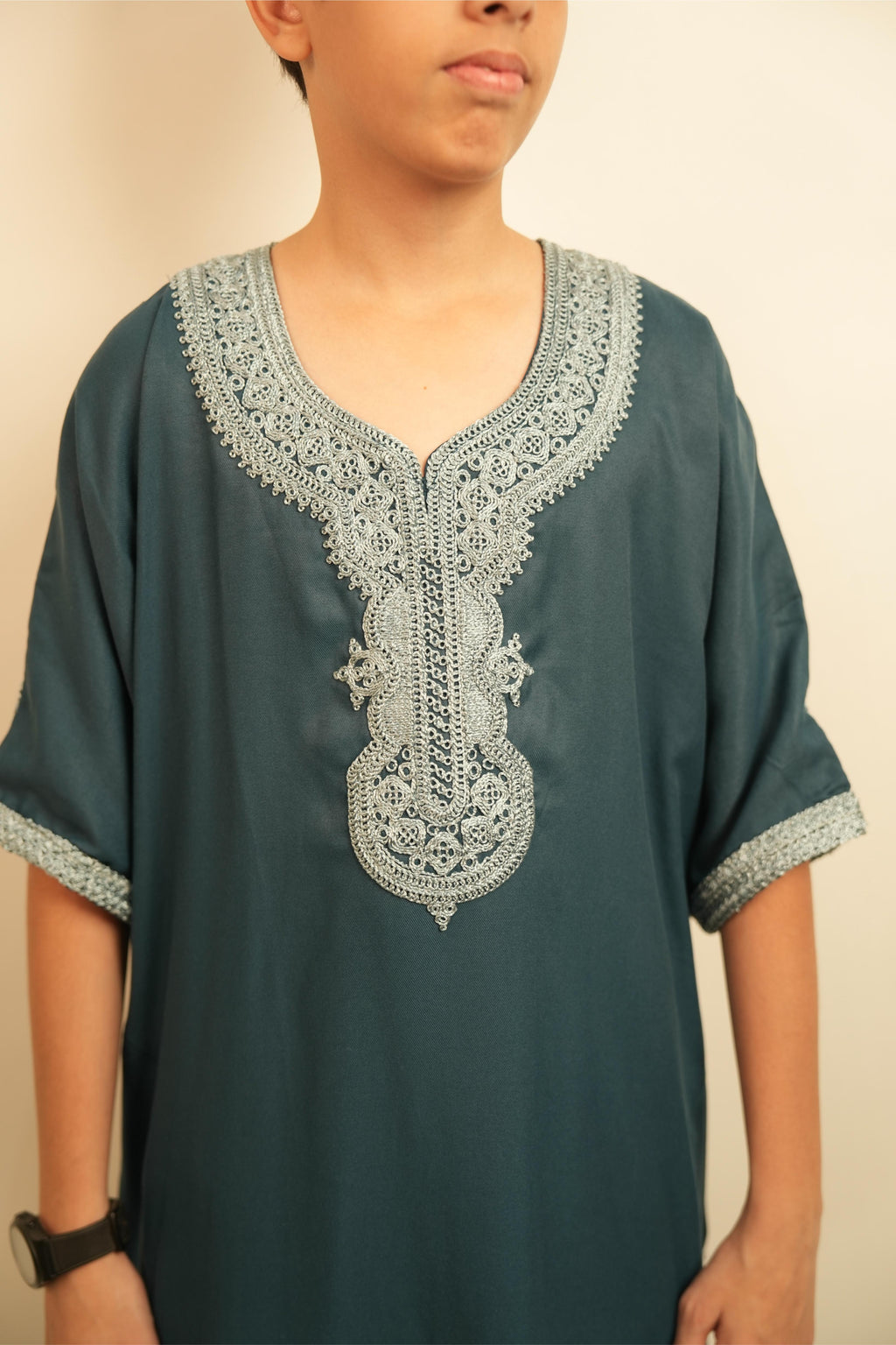 Kids Moroccan Thobe - Turquoise Mist