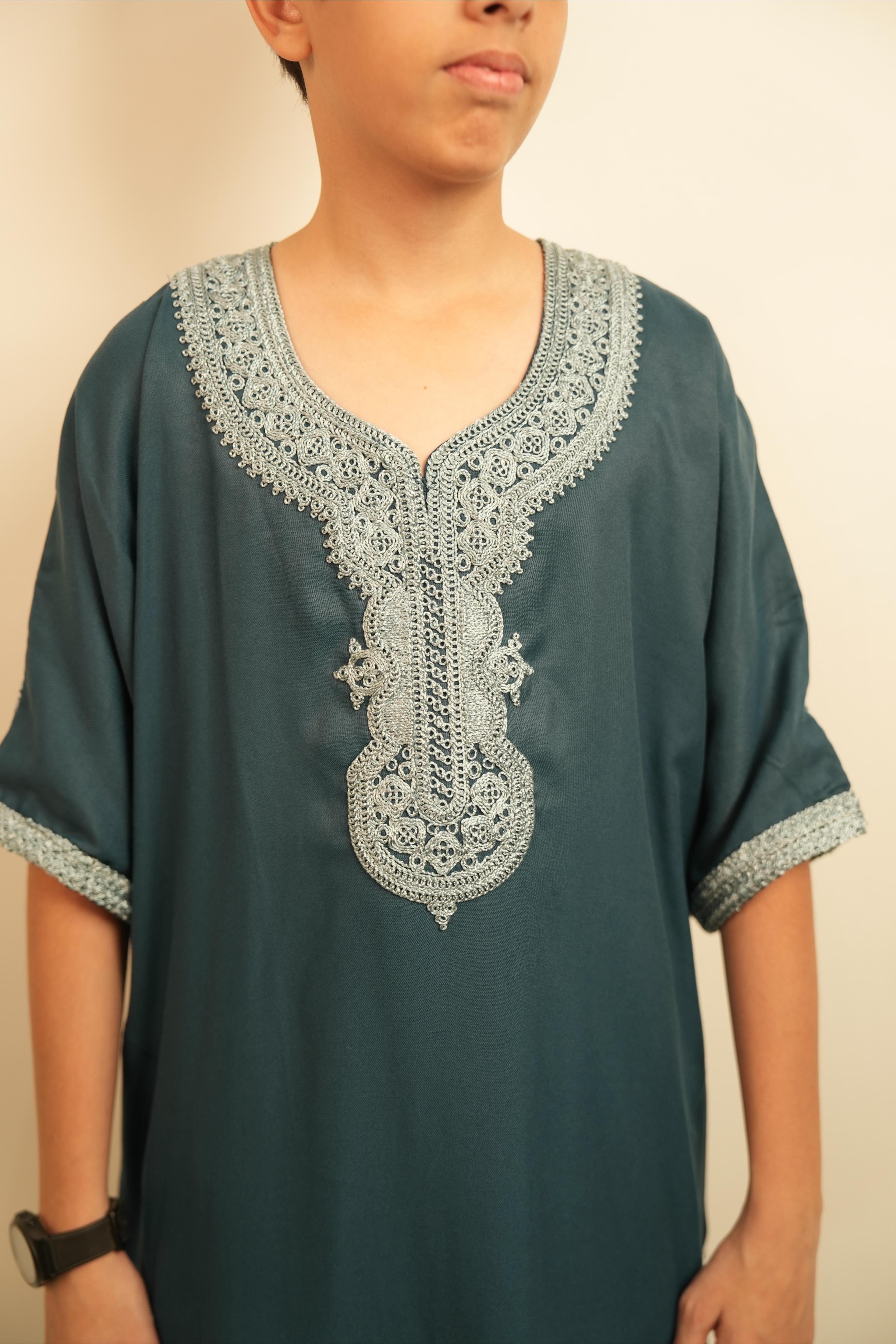 Kids Moroccan Thobe - Turquoise Mist