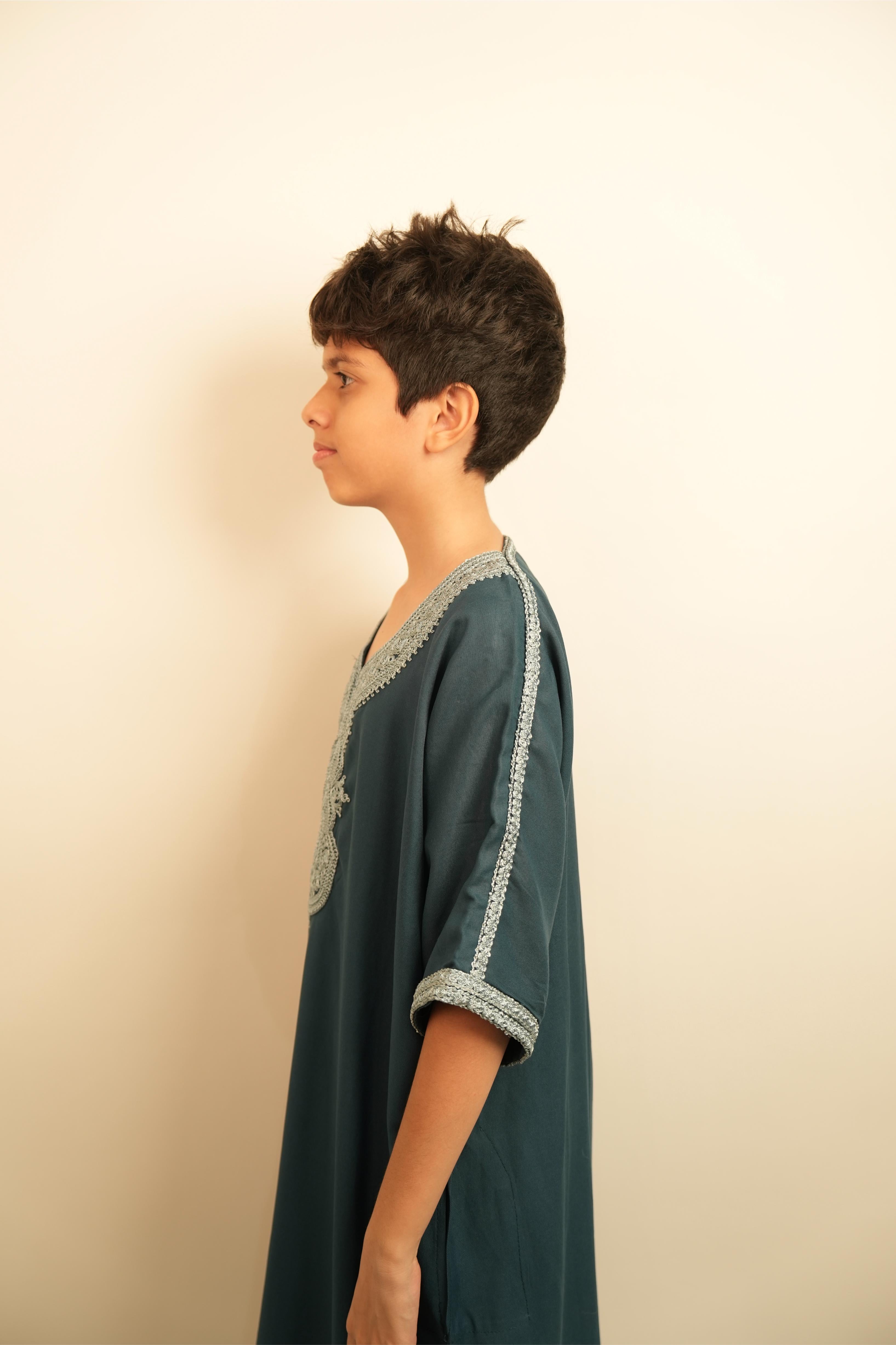 Kids Moroccan Thobe - Turquoise Mist
