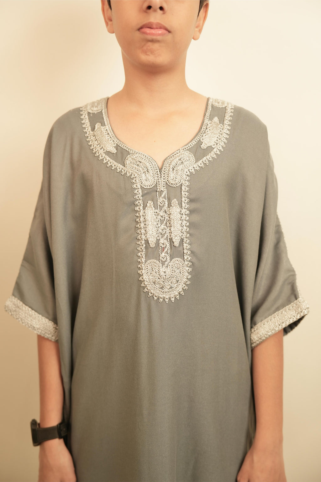 Kids Moroccan Thobe - Silver Ash