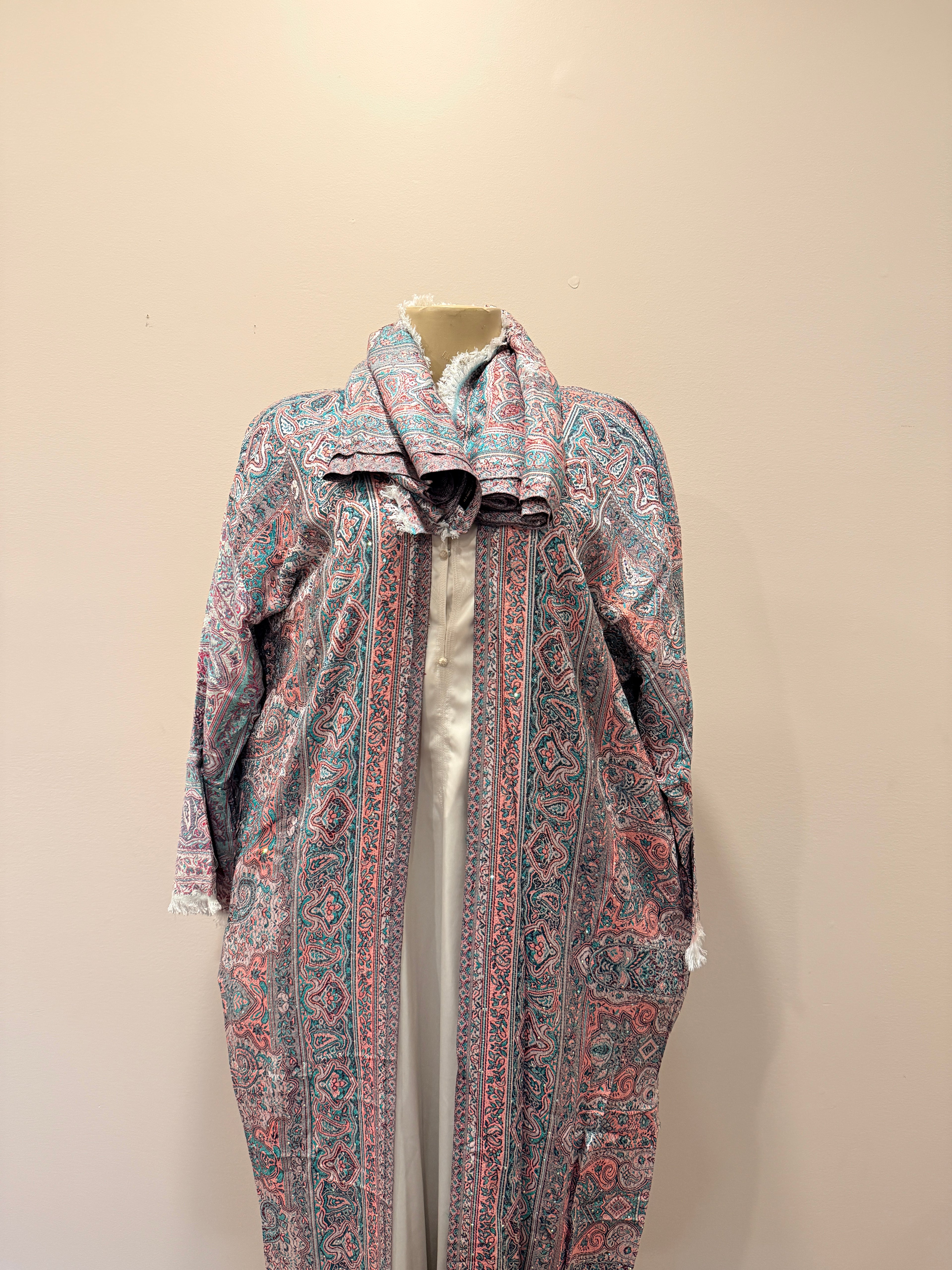 Pashmina Abaya - Green & Pink