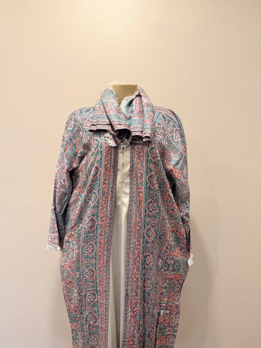 Pashmina Abaya - Green & Pink
