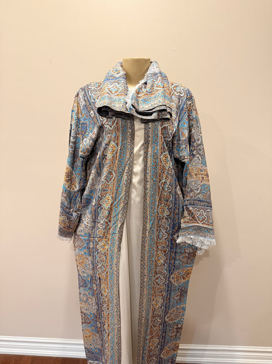 Pashmina Abaya - Blue, Yellow & Brown