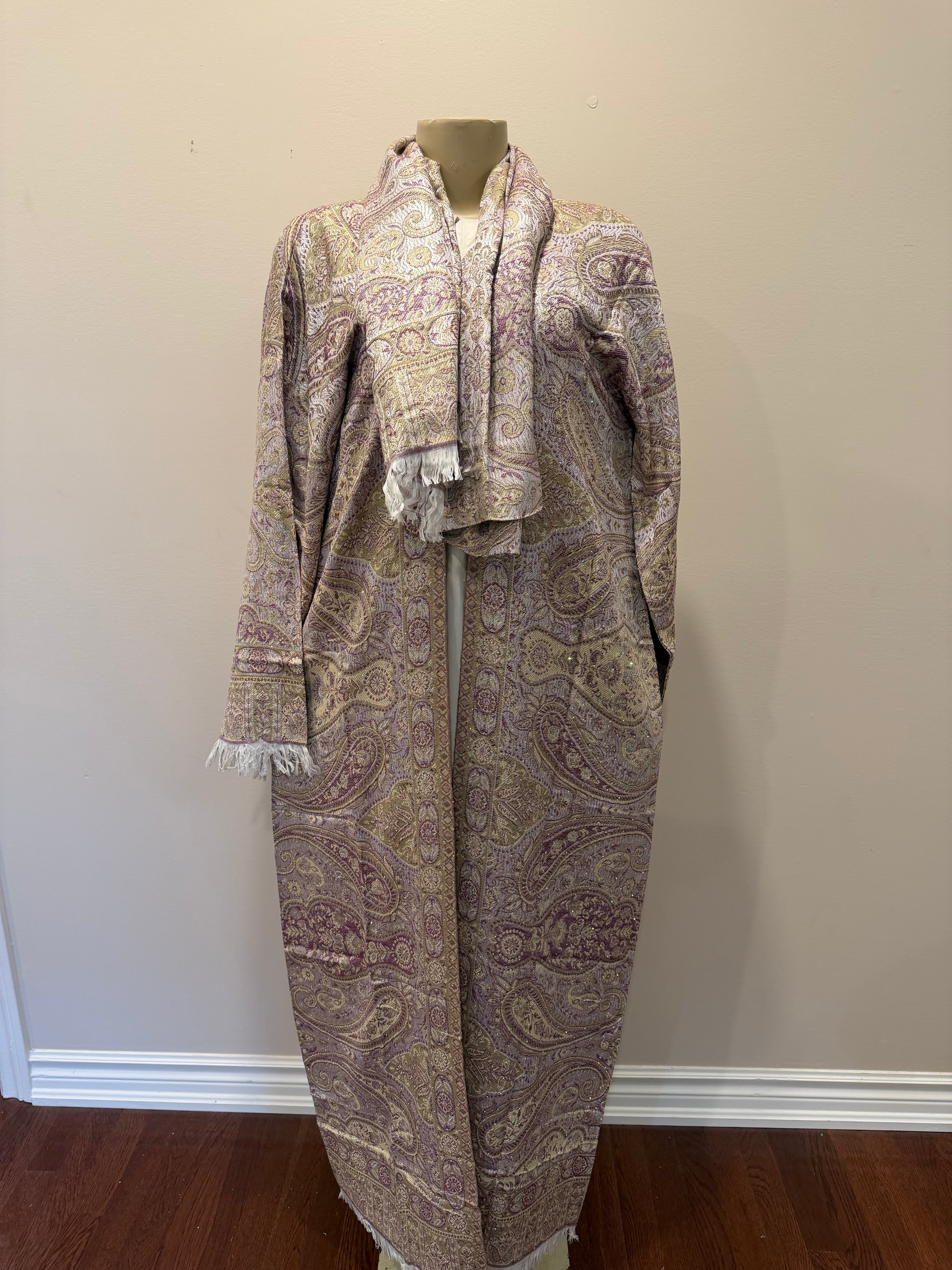 Pashmina Abaya - Olive & Purple