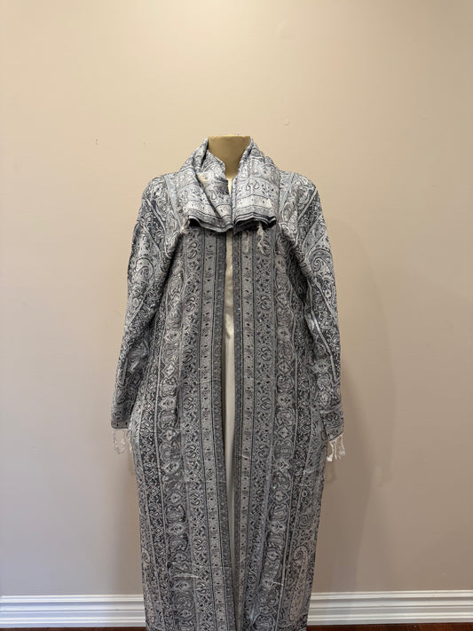 Pashmina Abaya - Grey & White