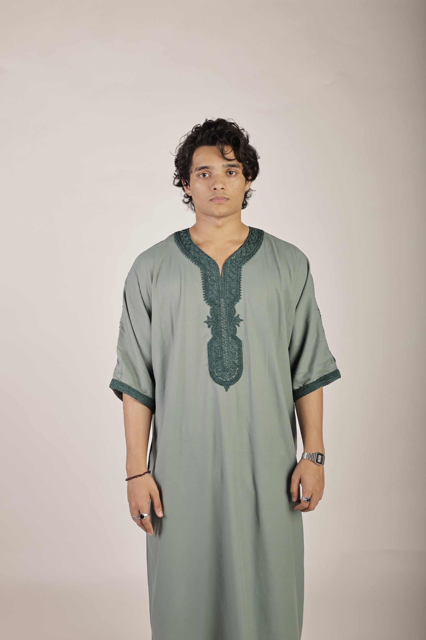 Premium Moroccan Thobe - Emerald Green