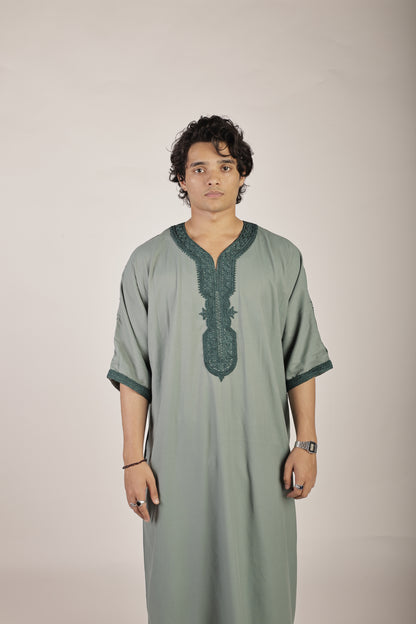 Premium Moroccan Thobe - Emerald Green