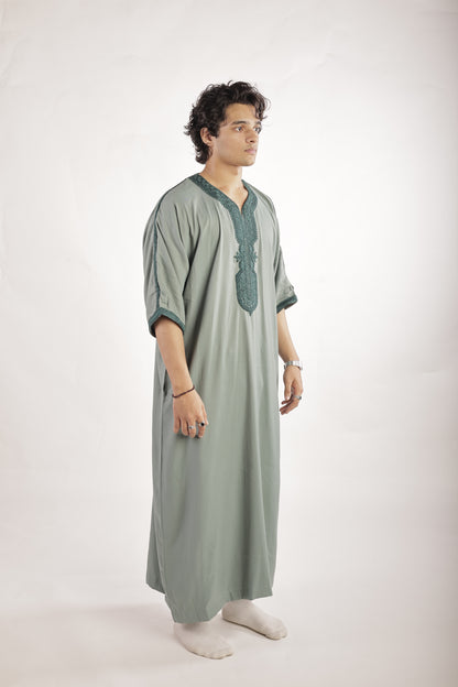 Premium Moroccan Thobe - Emerald Green