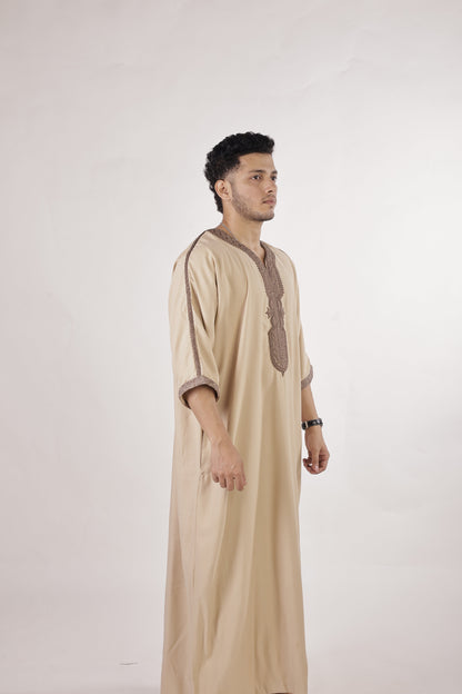 Premium Moroccan Thobe - Desert Gold