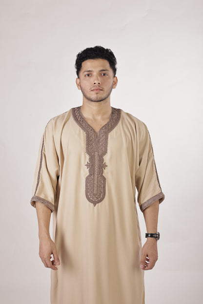 Premium Moroccan Thobe - Desert Gold