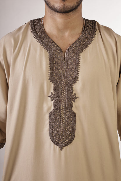 Premium Moroccan Thobe - Desert Gold