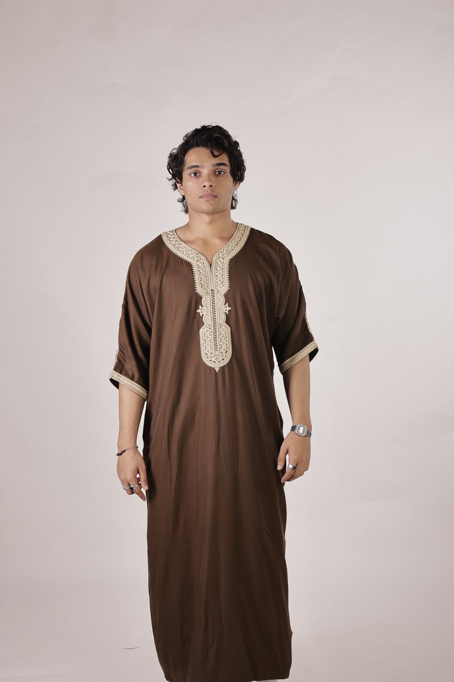 Premium Moroccan Thobe - Brown Ember
