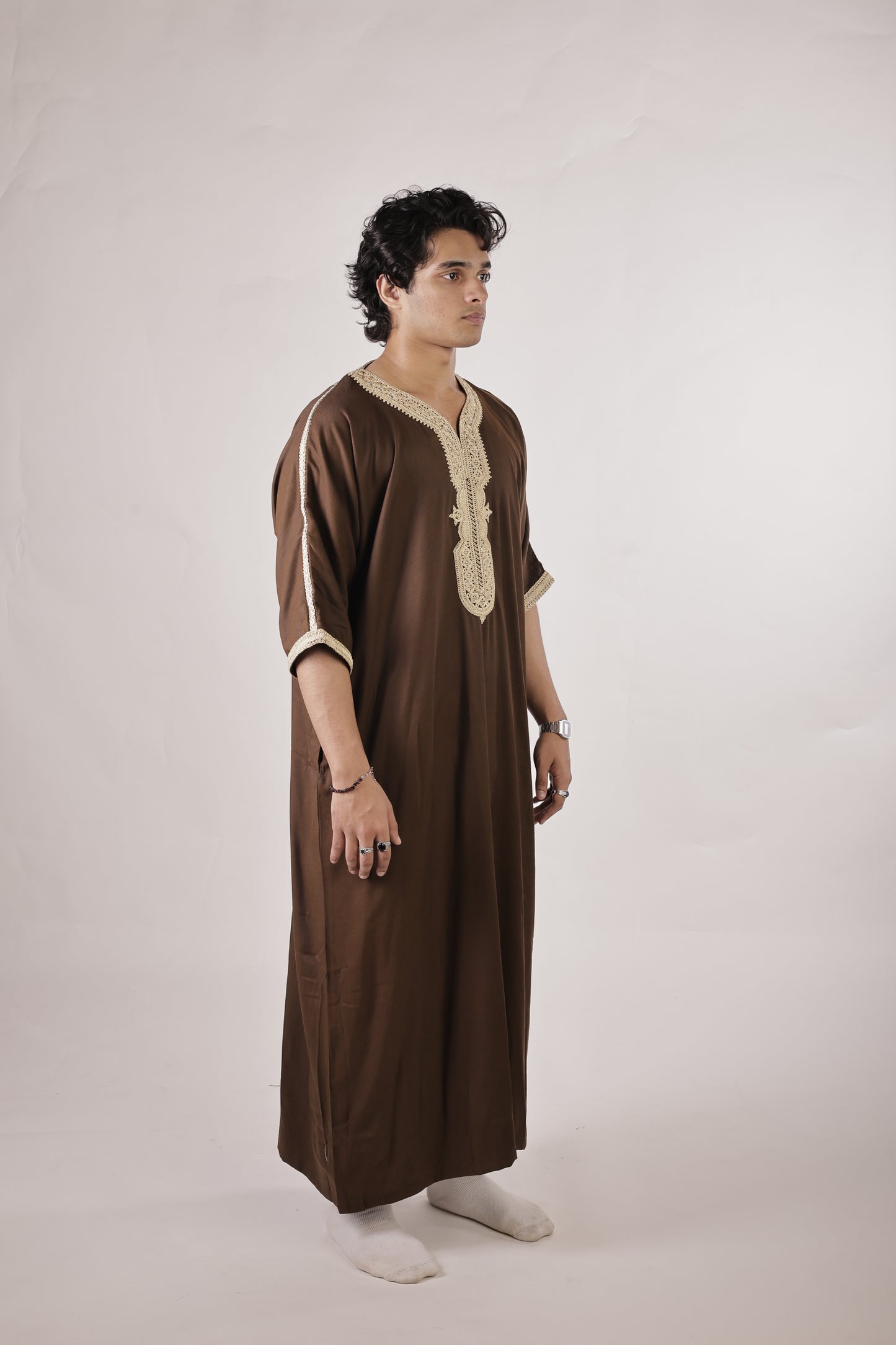 Premium Moroccan Thobe - Brown Ember