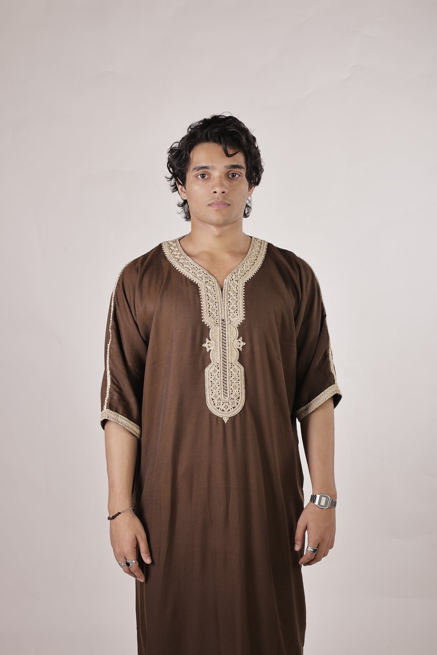 Premium Moroccan Thobe - Brown Ember