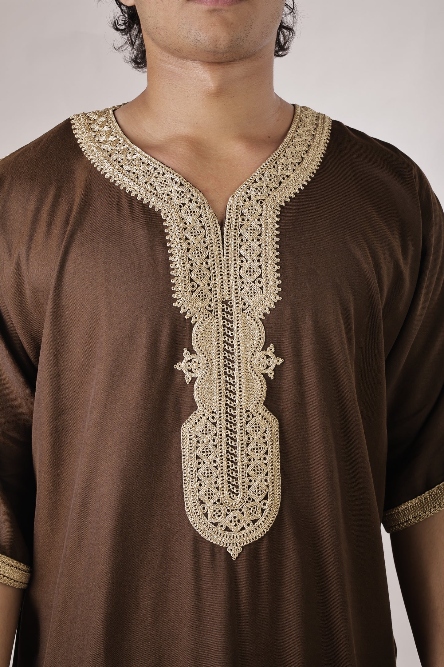 Premium Moroccan Thobe - Brown Ember