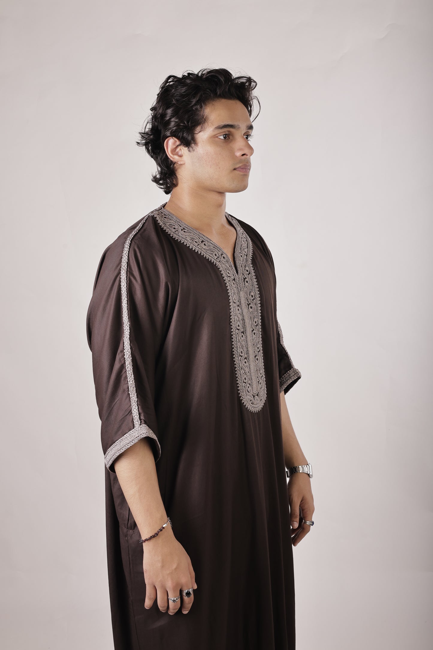Premium Moroccan Thobe - Mocha Heritage