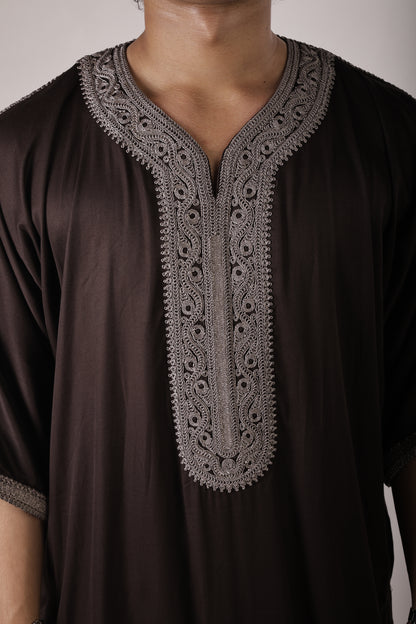 Premium Moroccan Thobe - Mocha Heritage