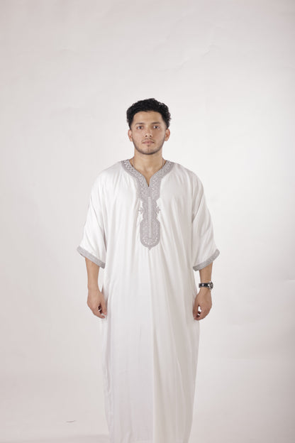 Premium Moroccan Thobe - Frosted Pearl